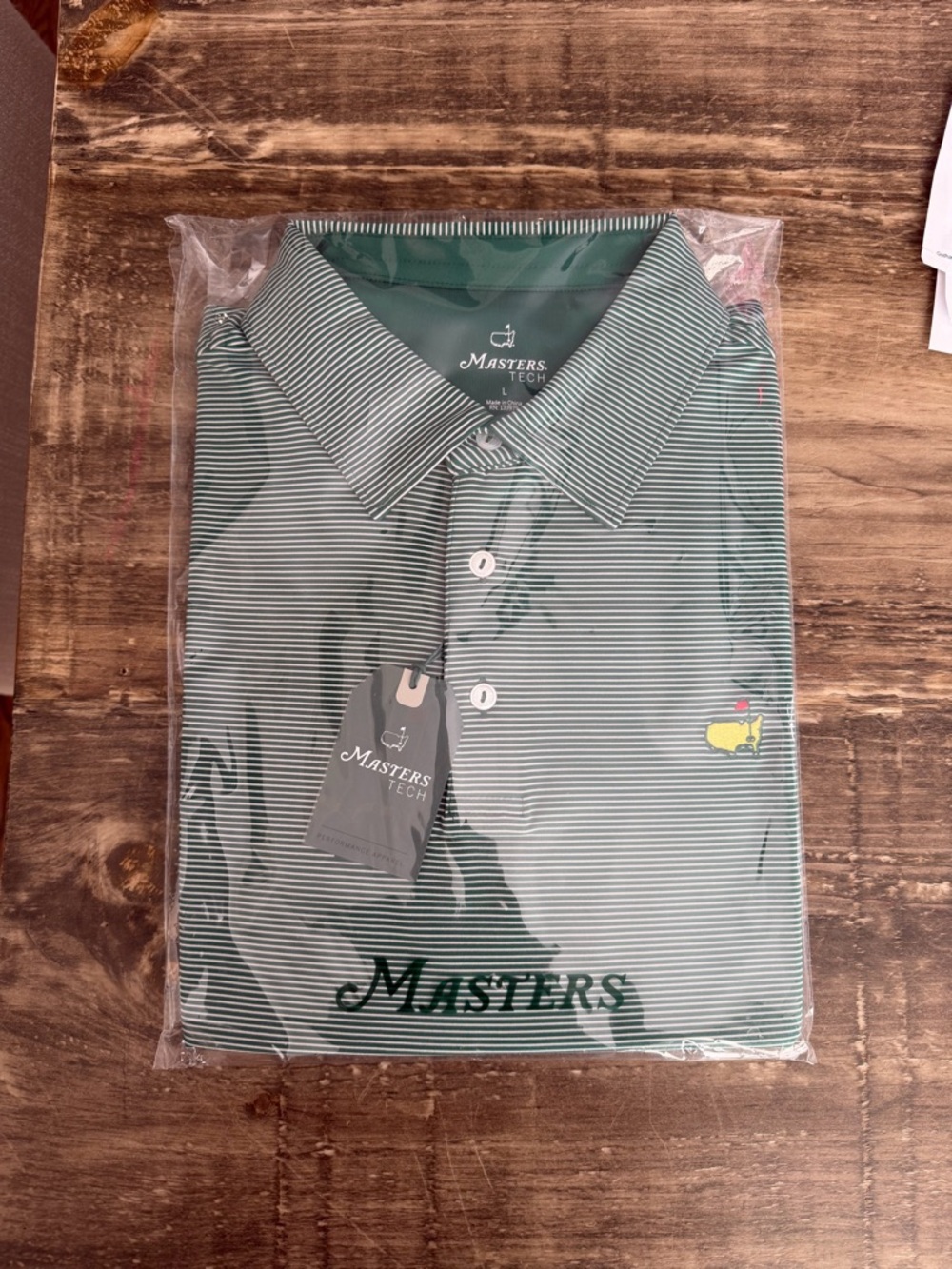 Masters Green Striped Performance Polo